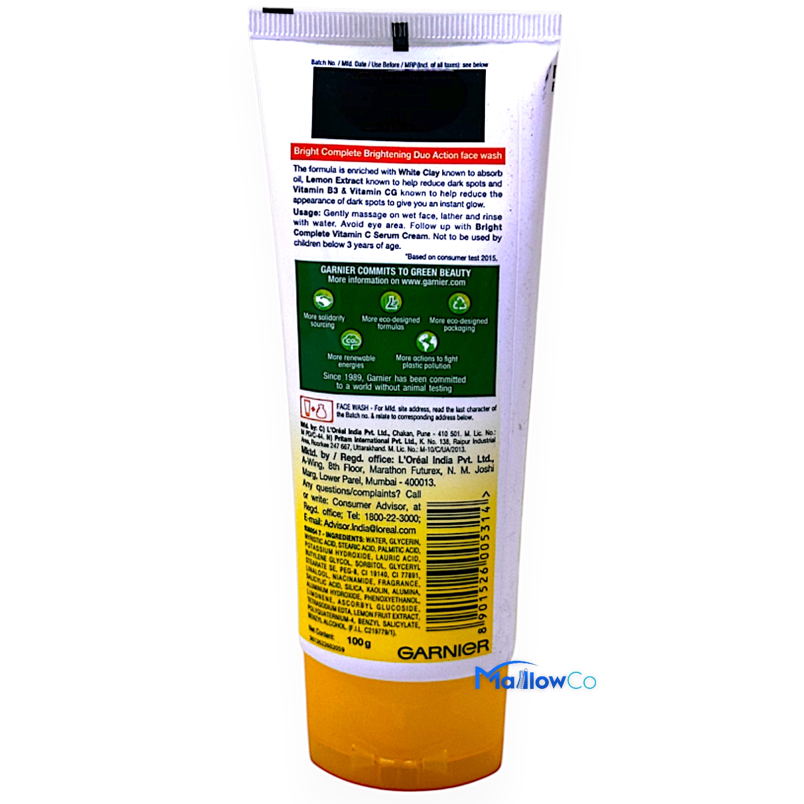 Garnier Bright Brightening Duo Action Facewash - Cosmetics & Health 100gm - Image 2