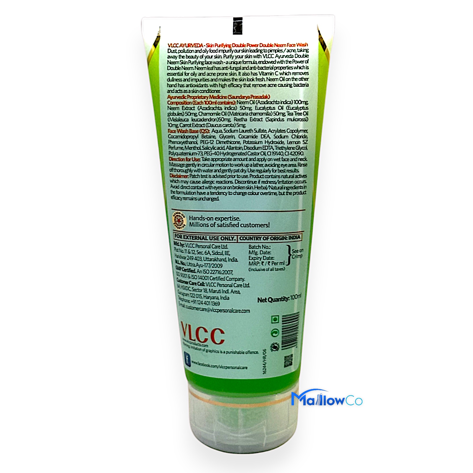 VLCC Ayurveda Double Power Double Neem Facewash - Cosmetics & Health 100gm - Image 2