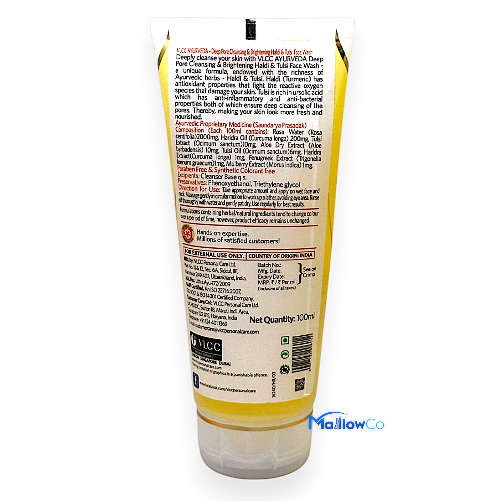 VLCC Ayurveda Haldi and Tulsi Facewash - Cosmetics & Health 100gm - Image 2
