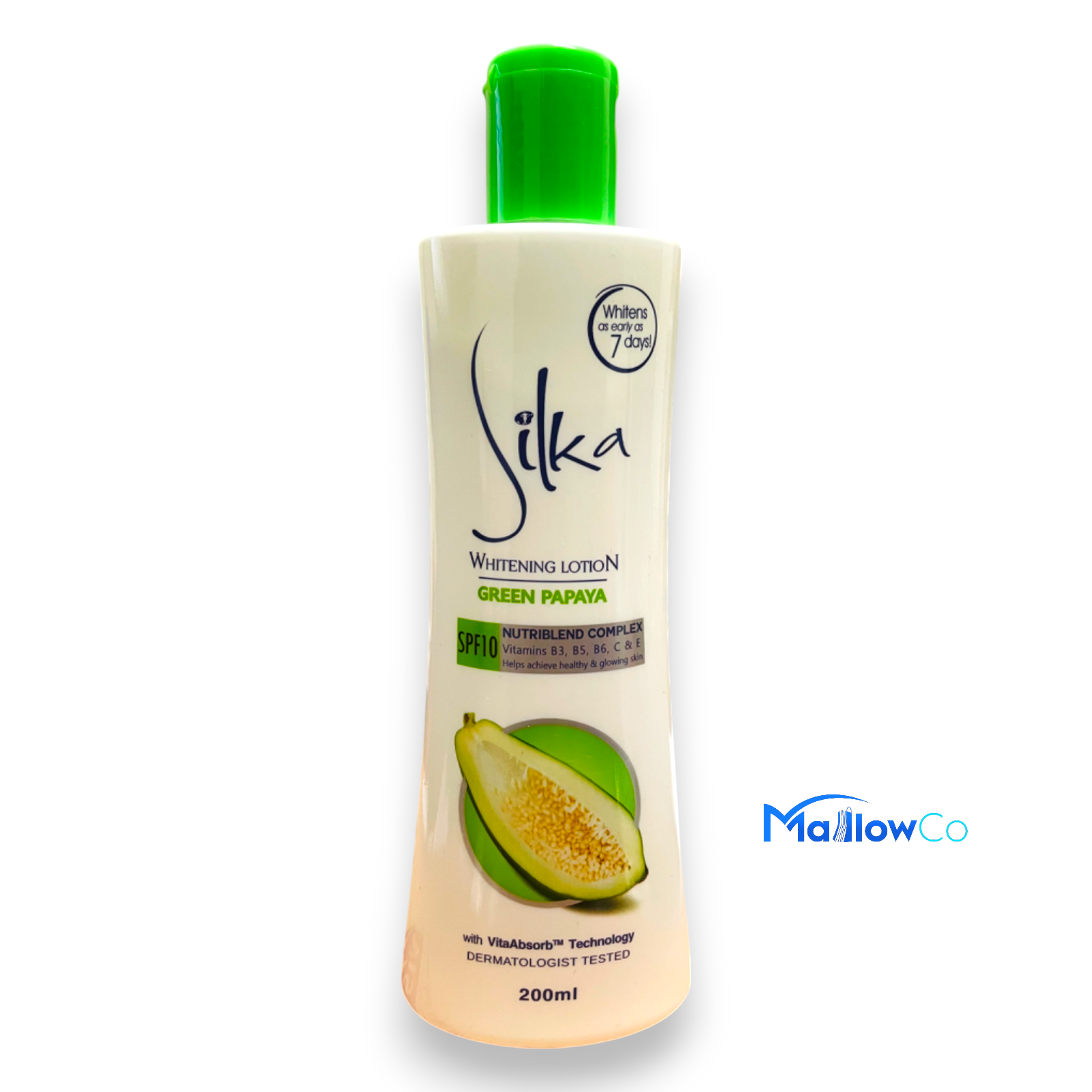 Silka Whitening Lotion Green Papaya 200ml - Cosmetics & Health 1pcs - Image 2