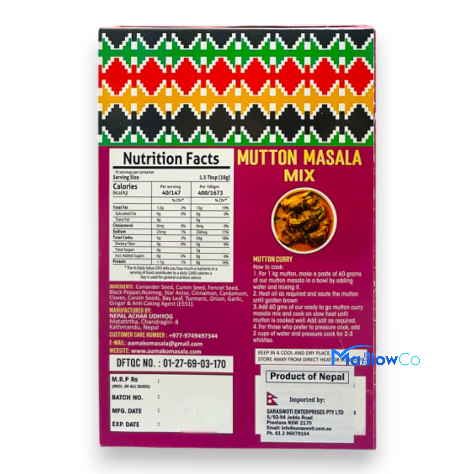 Aama Ko Masala Mutton Masala Mix (Ready to Cook) - 100g - Spices & Premix 1pcs by Aamako Achar - Image 3