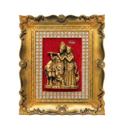 Ornate Gilded 3D Frame with Crystal Border and Velvet Backdrop